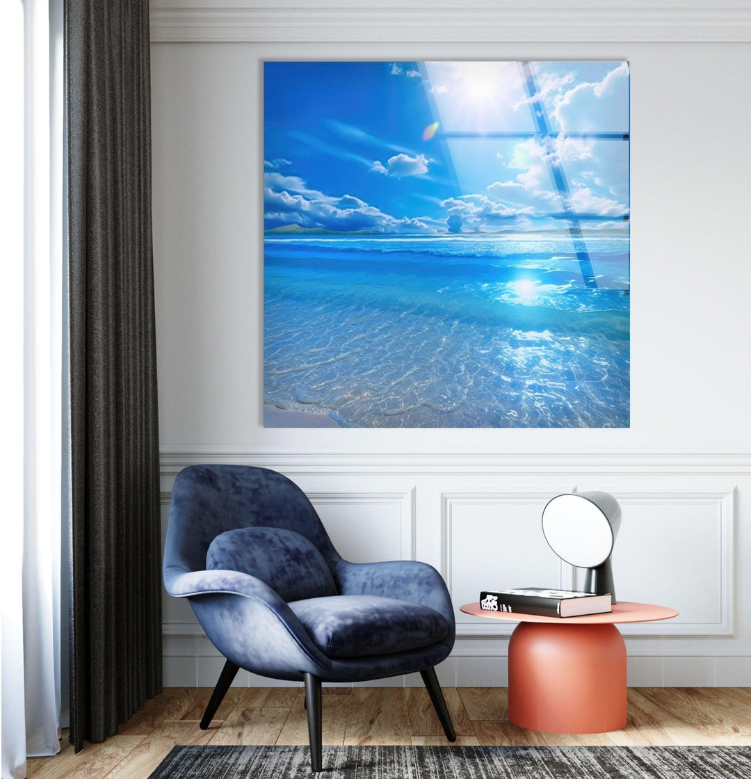 Beautiful Ocean Landscape Glass Wall Art print on glass, glass printed photos
