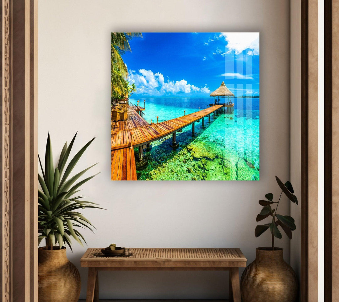 Beautiful Paradise Island Glass Wall Art glass wall decor, glass wall art decor