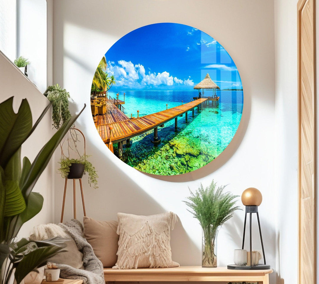 Beautiful Paradise Island Glass Wall Art stained glass wall art, stained glass wall decor