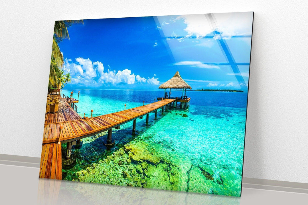 Beautiful Paradise Island Glass Wall Art print on glass, glass printed photos