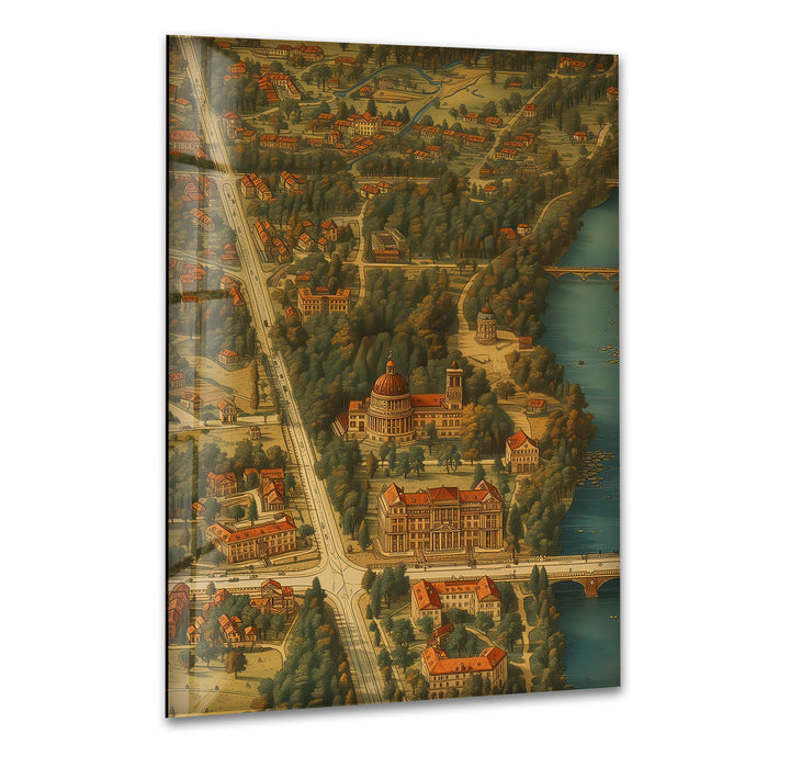 Berolinum Berlin Map Glass Wall Art print on glass, glass printed photos
