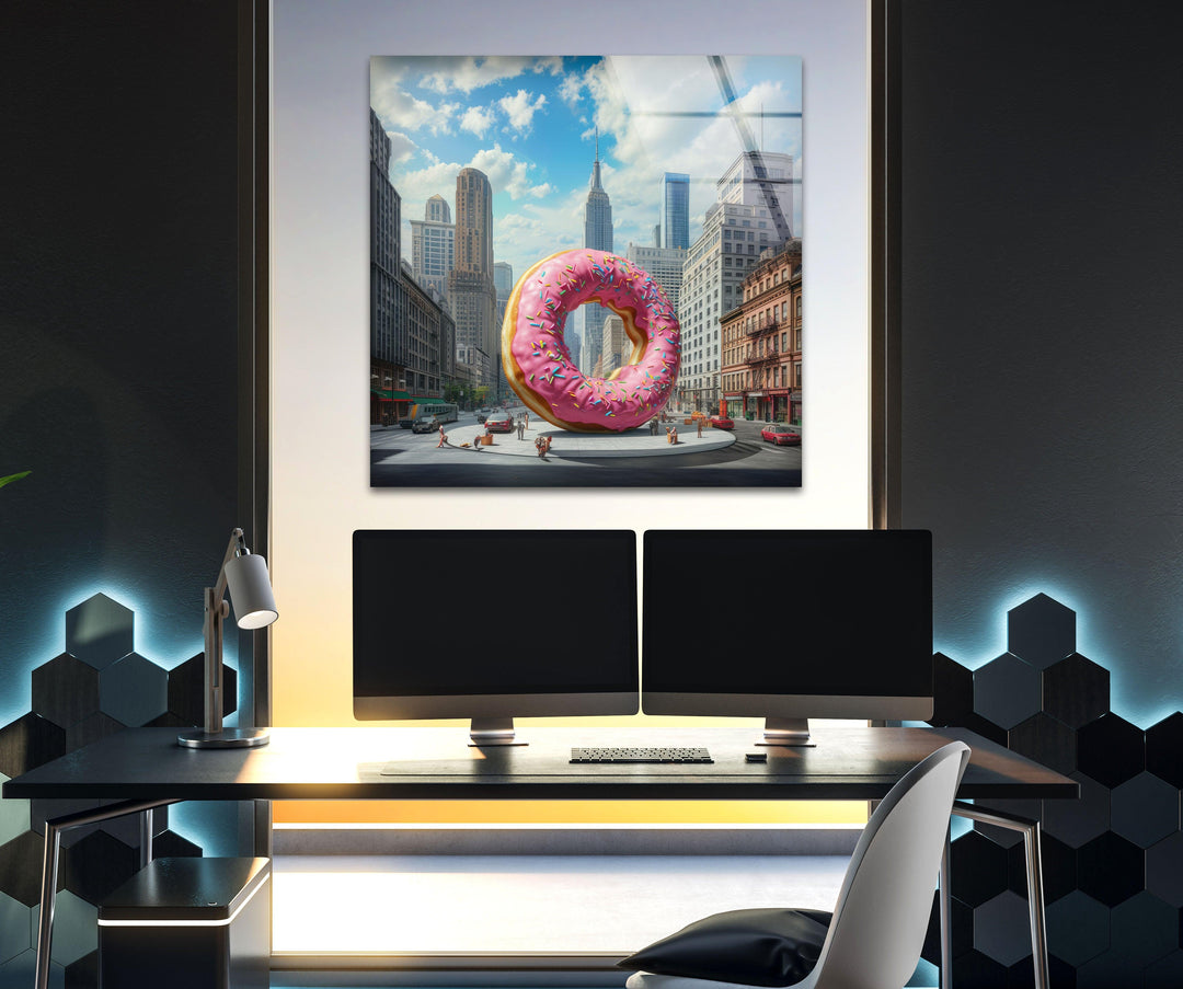 Big Donut Cool Art Glass Wall Art