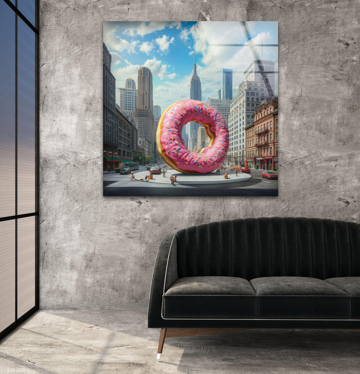 Big Donut Cool Art Glass Wall Art