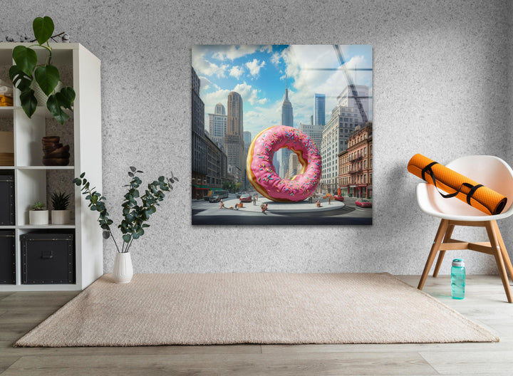 Big Donut Cool Art Glass Wall Art