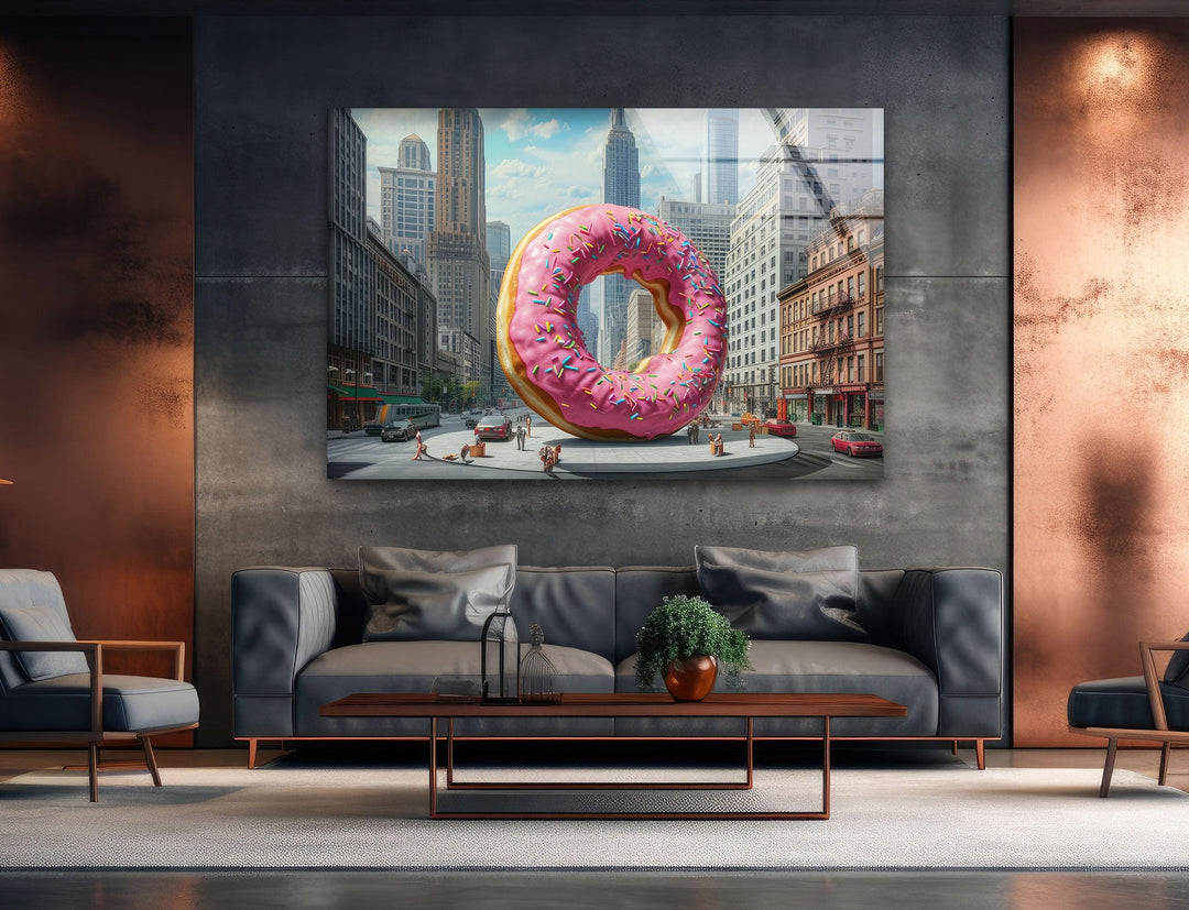 Big Donut Cool Art Glass Wall Art