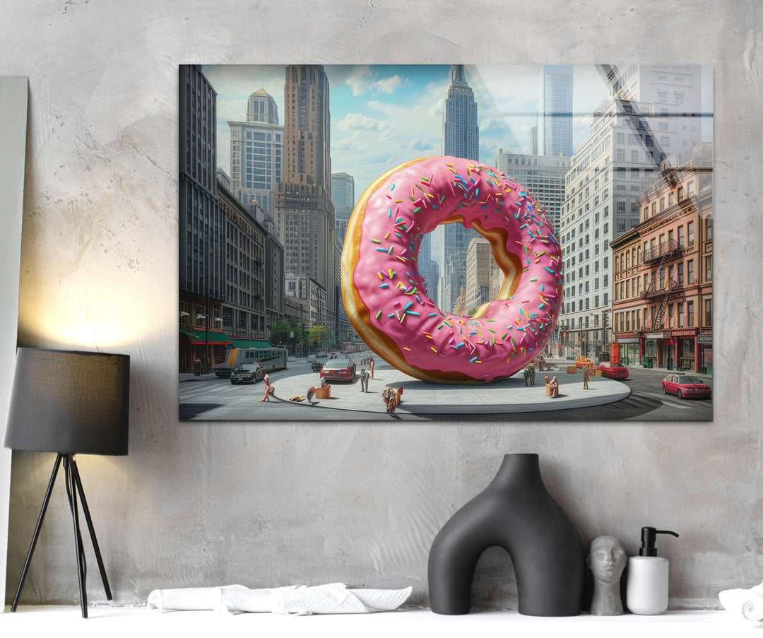 Big Donut Cool Art Glass Wall Art