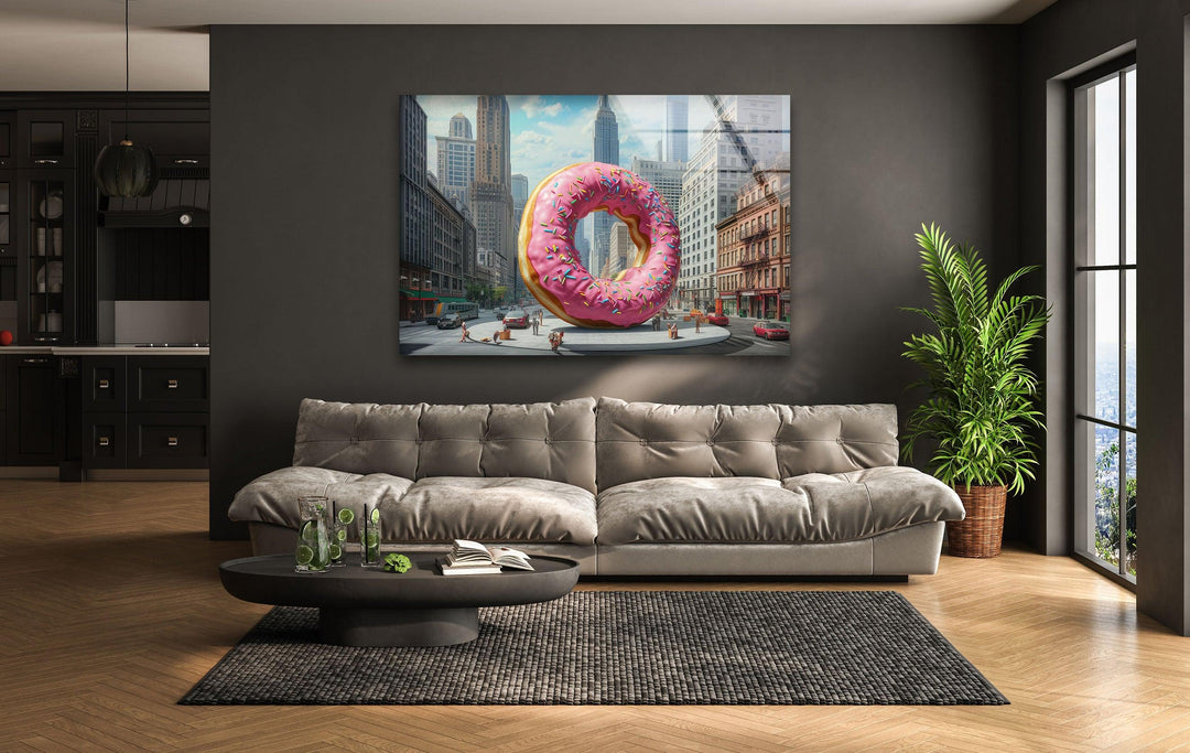 Big Donut Cool Art Glass Wall Art