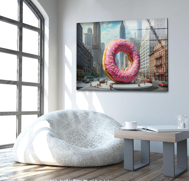 Big Donut Cool Art Glass Wall Art