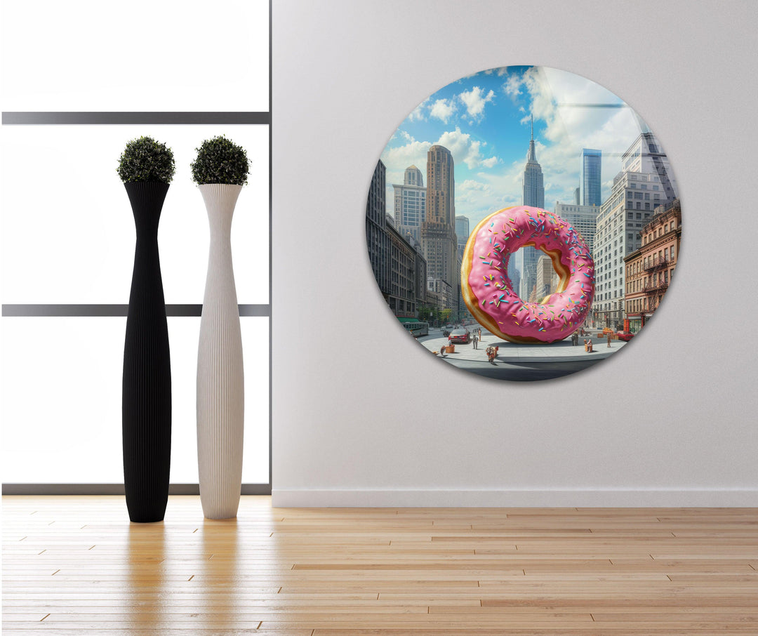 Big Donut Cool Art Glass Wall Art