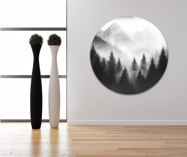 Modern black and white paintings of misty mountains perfect for adding timeless sophistication to any space
