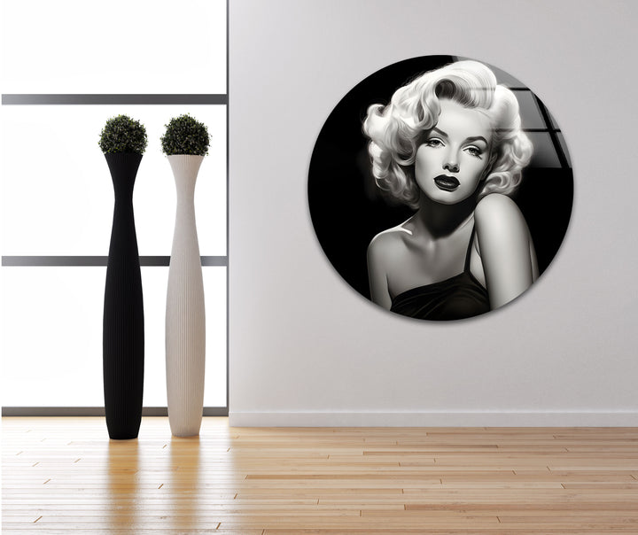 Marilyn Monroe Black And White Glass Wall Art