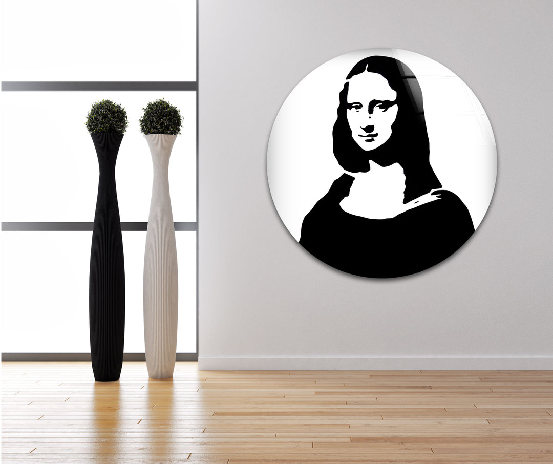 Black And White Mona Lisa Glass Wall Art