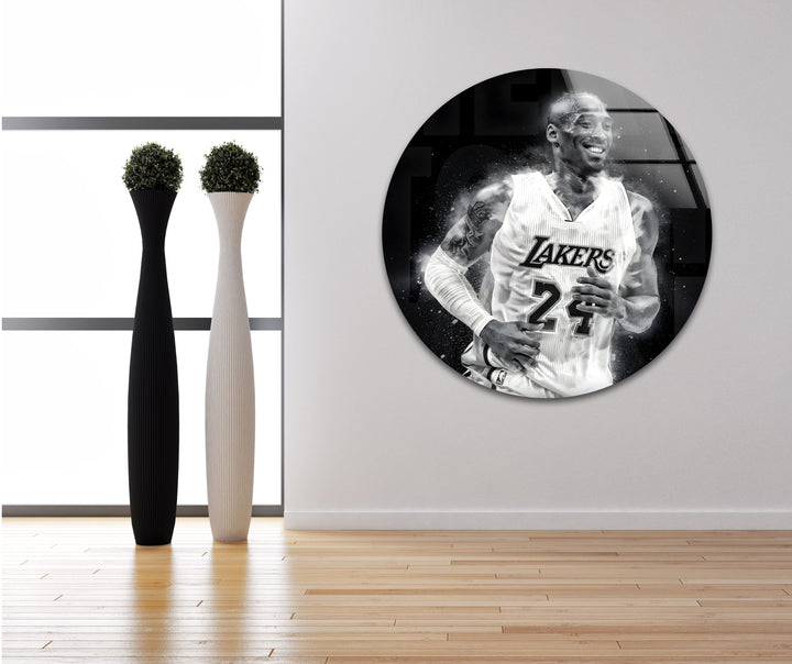 Modern black and white abstract art of Kobe Bryant, blending dynamic lines and high-contrast tones.