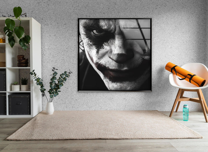 Black and White Joker Glass Wall Art art glass wall art, glass wall art pictures
