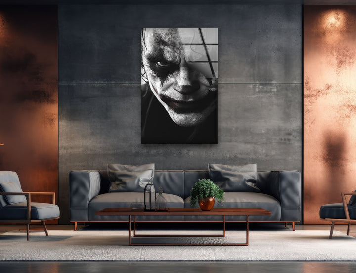 Black and White Joker Glass Wall Art glass image printing, glass prints from photos
