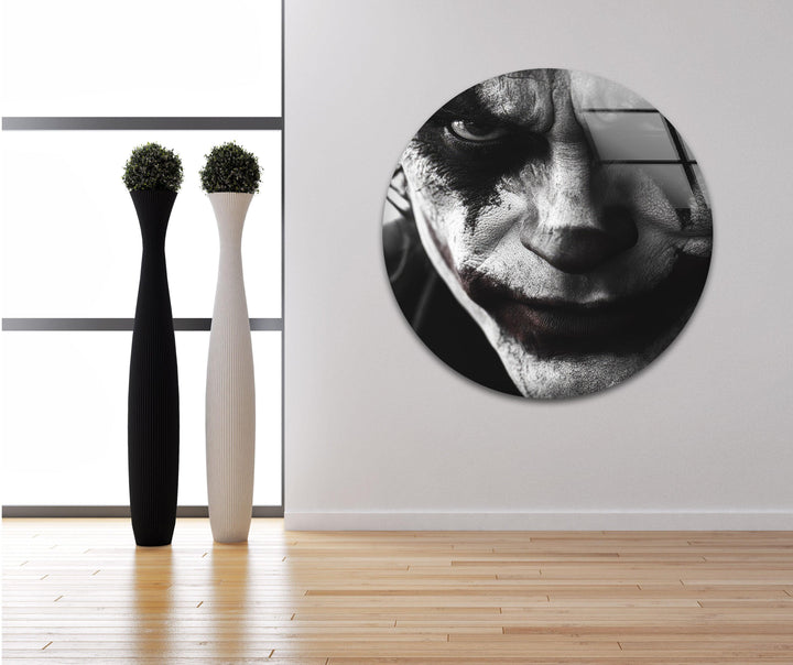 Black and White Joker Glass Wall Art large glass photo prints, glass wall photos
