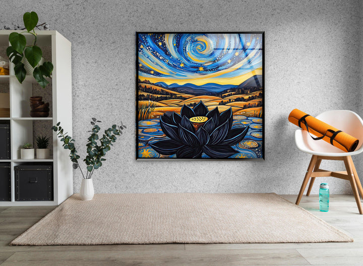 Black Lotus Glass Wall Art art glass wall art, glass wall art pictures
