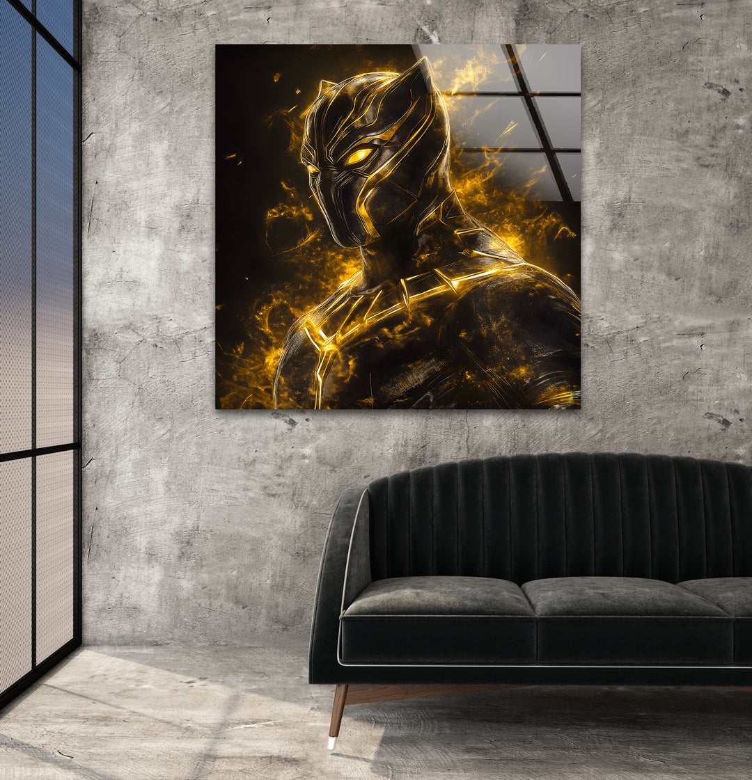 Fiery Black Panther Glass Wall Art Glass Printing Wall Art, Print photos on glass