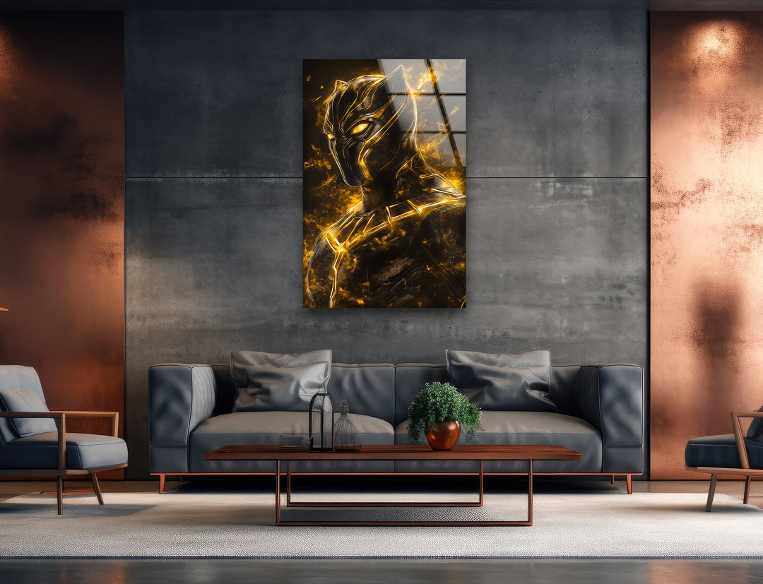 Fiery Black Panther Glass Wall Art large glass photo prints, glass wall photos