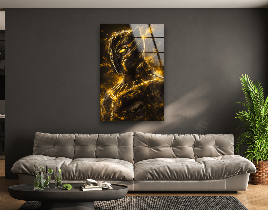 Fiery Black Panther Glass Wall Art glass wall decor, glass wall art decor