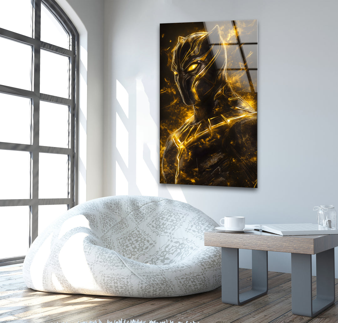 Fiery Black Panther Glass Wall Art art glass wall art, glass wall art pictures