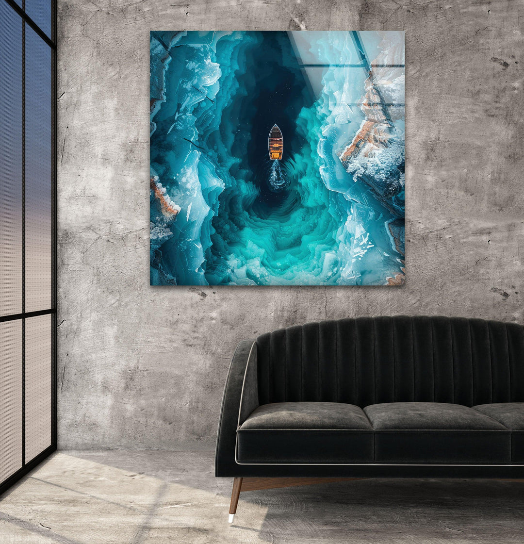 Ice Cave Landscape Glass Wall Art custom glass photo prints, large glass prints