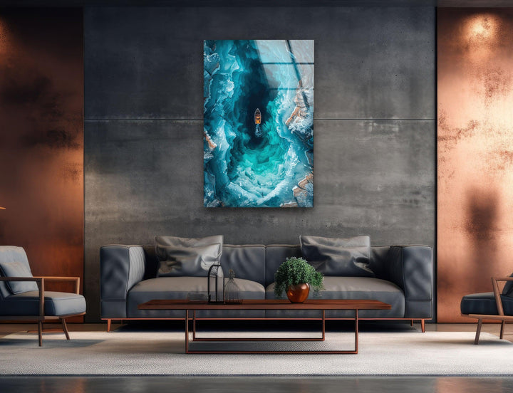 Ice Cave Landscape Glass Wall Art custom glass pictures, glass art prints