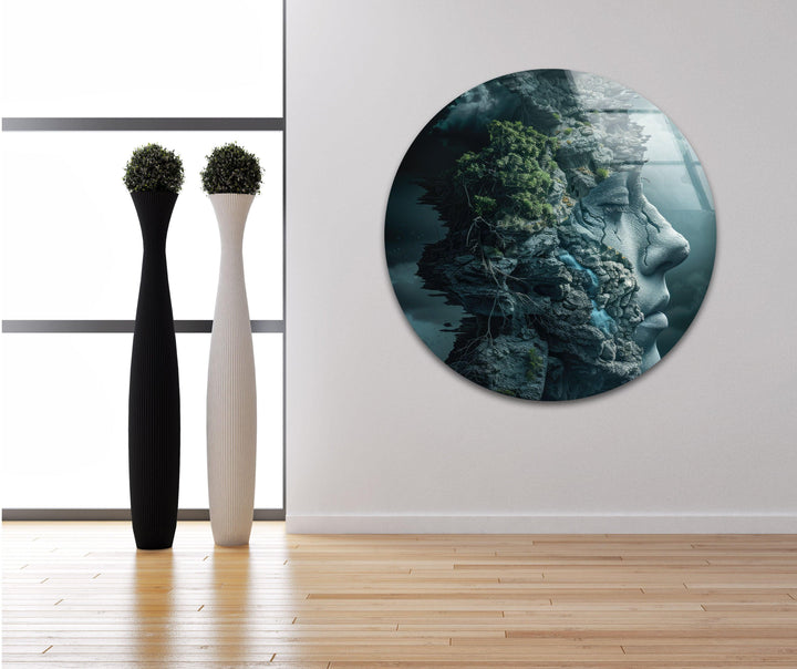 Broken Island Human Silhouette Glass Wall Art