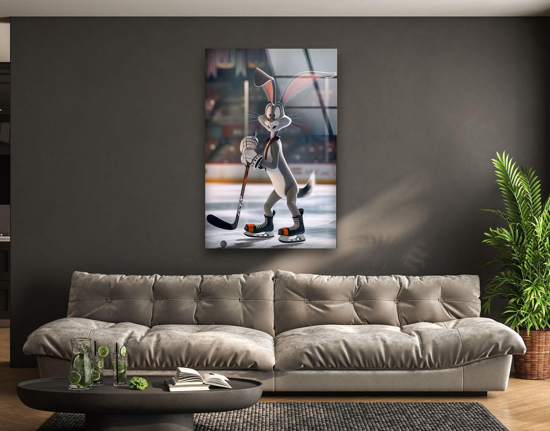 Bugs Bunny Ice Hockey Photographs on Glass Easily