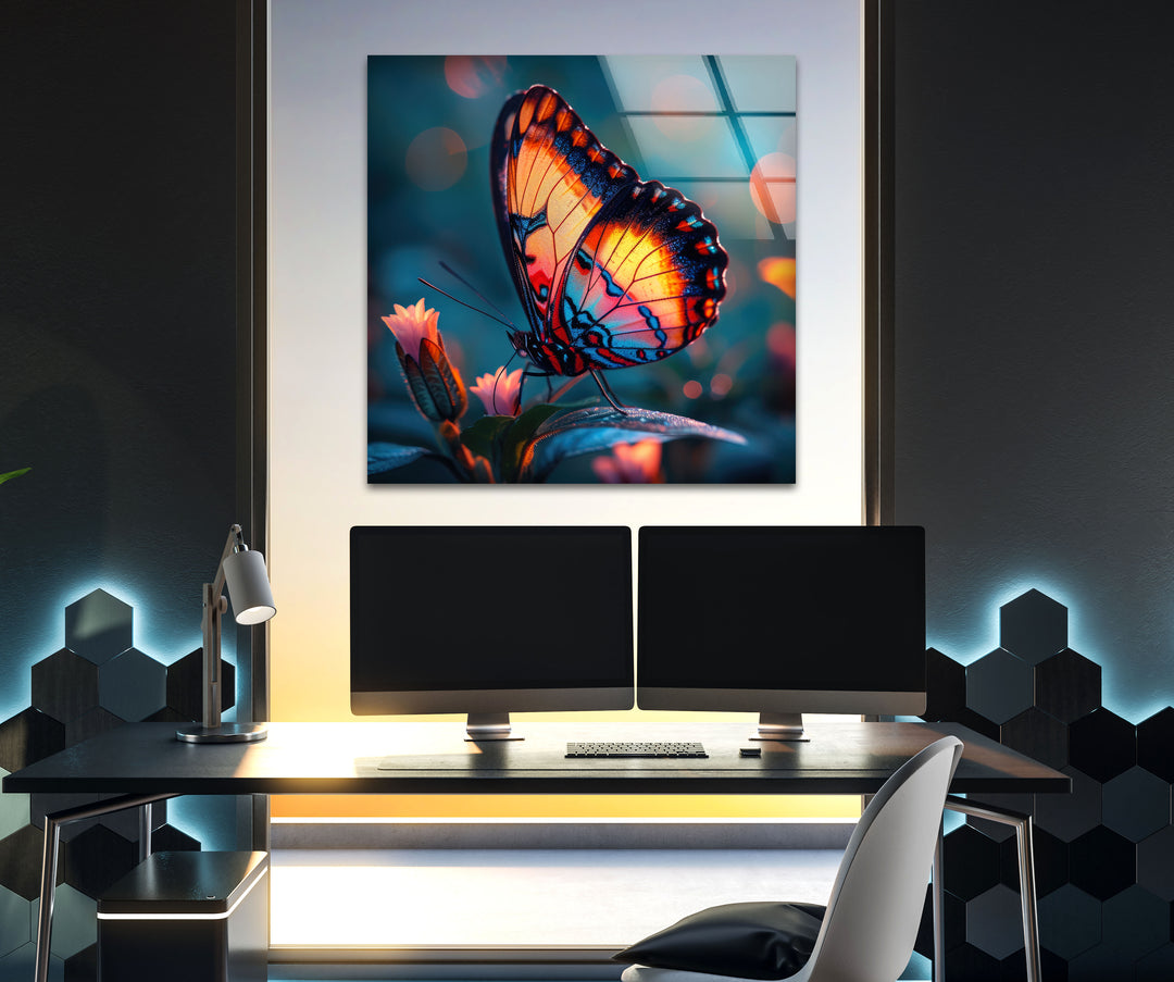 Vivid Colored Butterfly Glass Wall Art glass pictures for Wall, glass prints wall art
