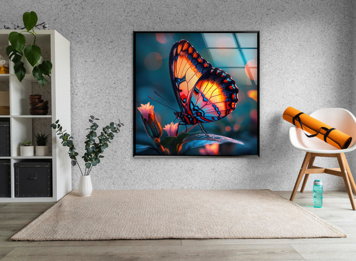 Vivid Colored Butterfly Glass Wall Art glass image printing, glass prints from photos
