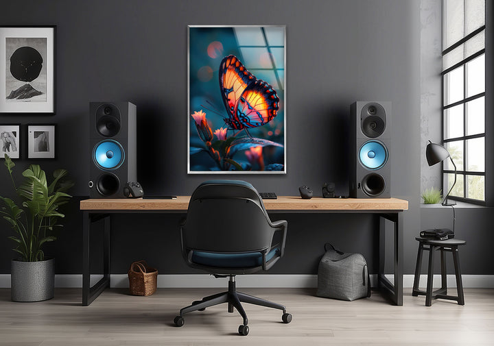 Vivid Colored Butterfly Glass Wall Art custom glass pictures, glass art prints
