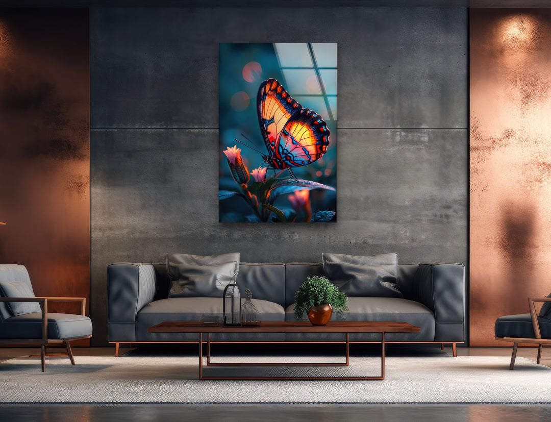 Vivid Colored Butterfly Glass Wall Art photo print on glass, prints on glass wall art
