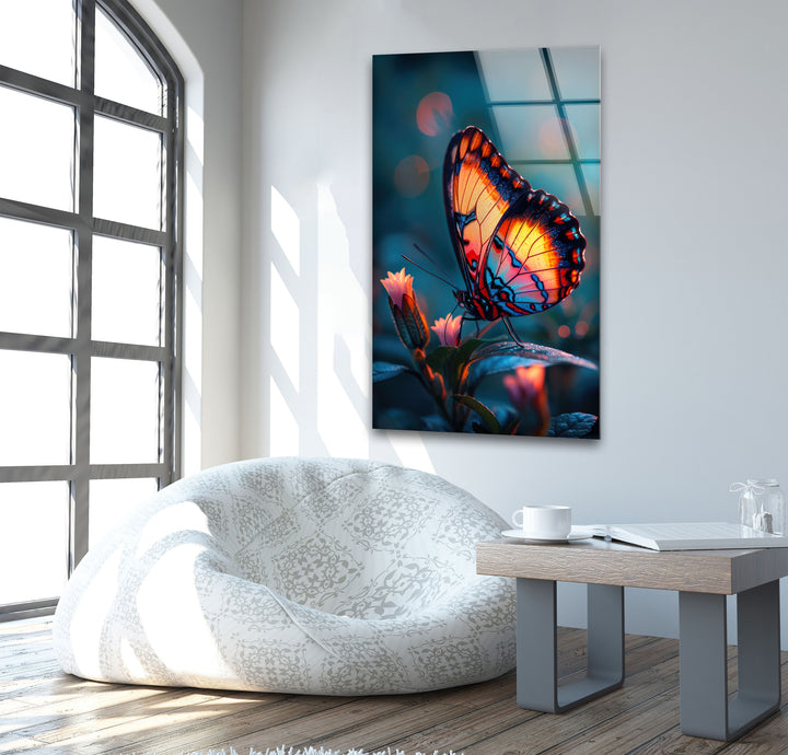 Vivid Colored Butterfly Glass Wall Art picture on glass wall art, photos printed on glass
