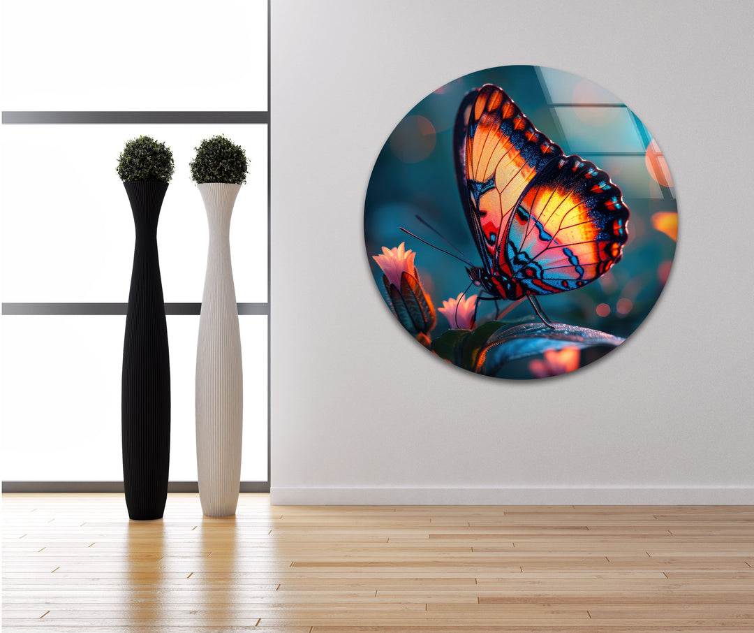 Glowing Butterfly Glass Wall Art             glass wall decor, glass wall art decor