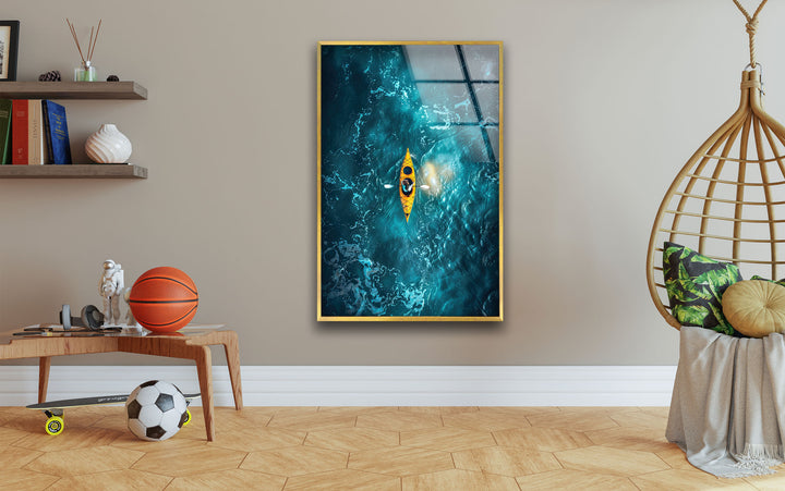 Canoeing on The Water Glass Wall Art art glass wall art, glass wall art pictures