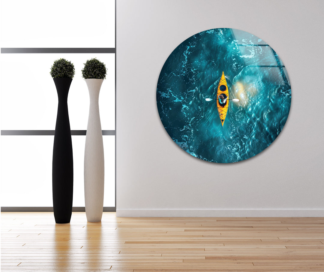 Canoeing on The Water Glass Wall Art glass photo prints, glass picture prints