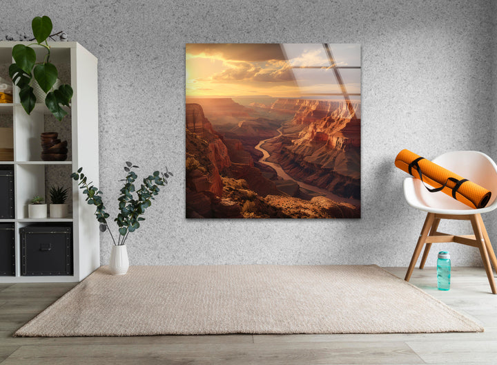 Grand Canyon Sunset Glass Wall Art print picture on glass, Tempered Glass Wall Art