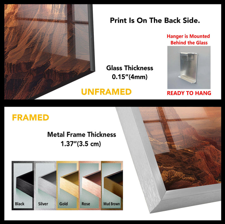 Grand Canyon Sunset Glass Wall Art