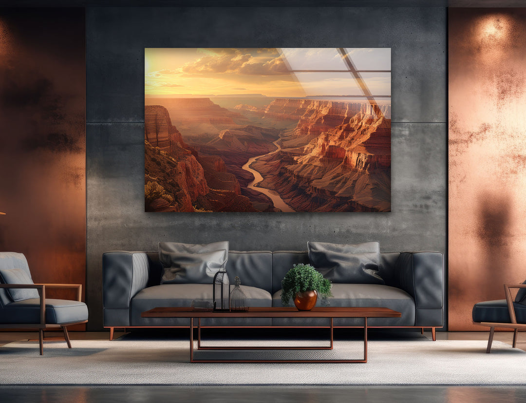 Grand Canyon Sunset Glass Wall Art custom glass photo prints, large glass prints