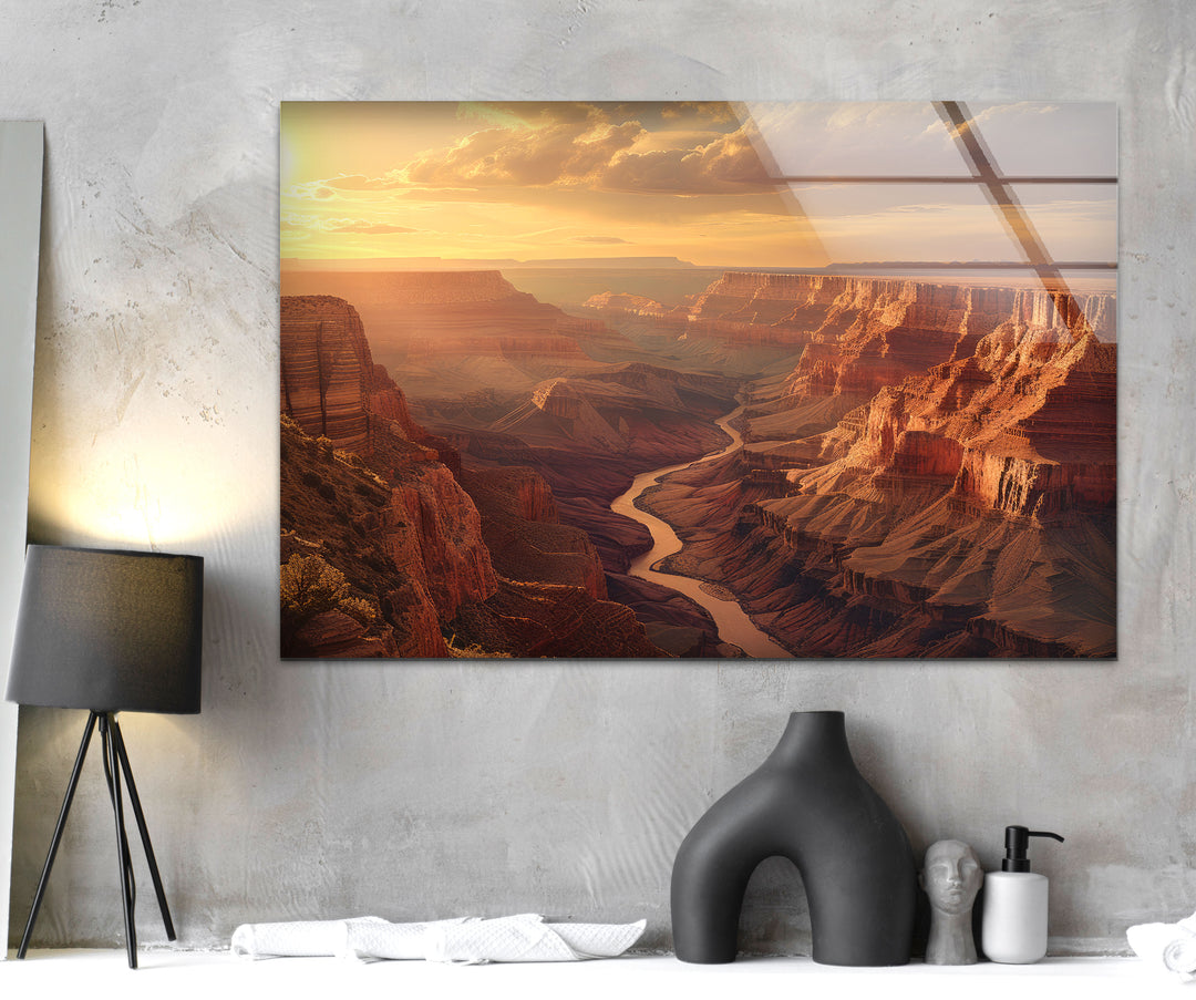 Grand Canyon Sunset Glass Wall Art print on glass, glass printed photos