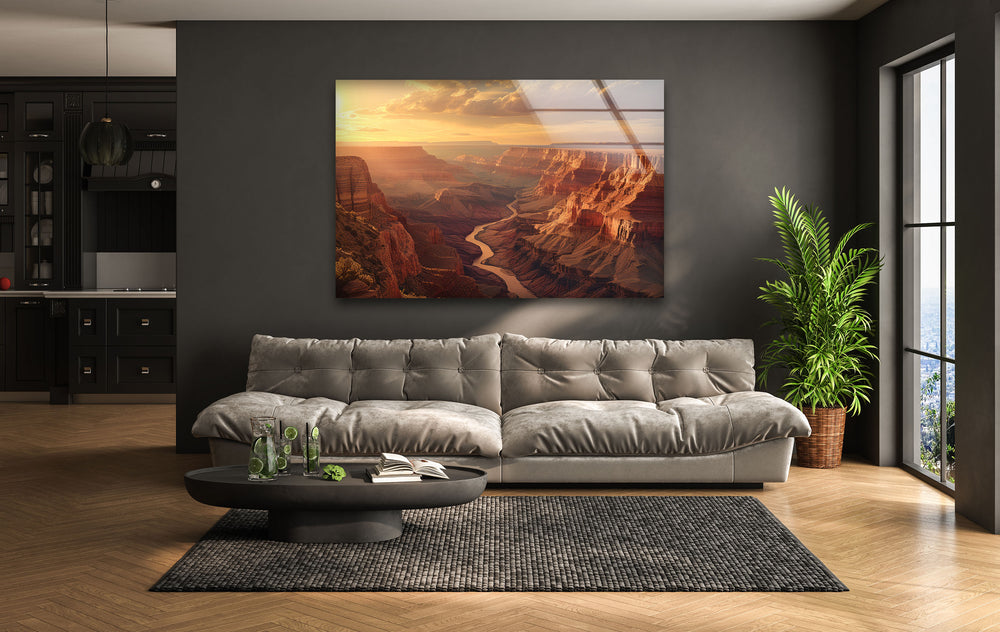 Grand Canyon Sunset Glass Wall Art large glass photo prints, glass wall photos