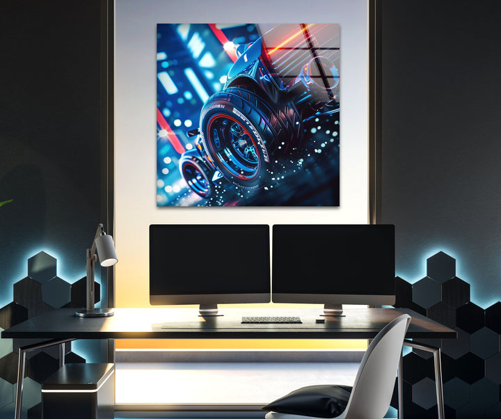 Car Racing Glass Wall Art