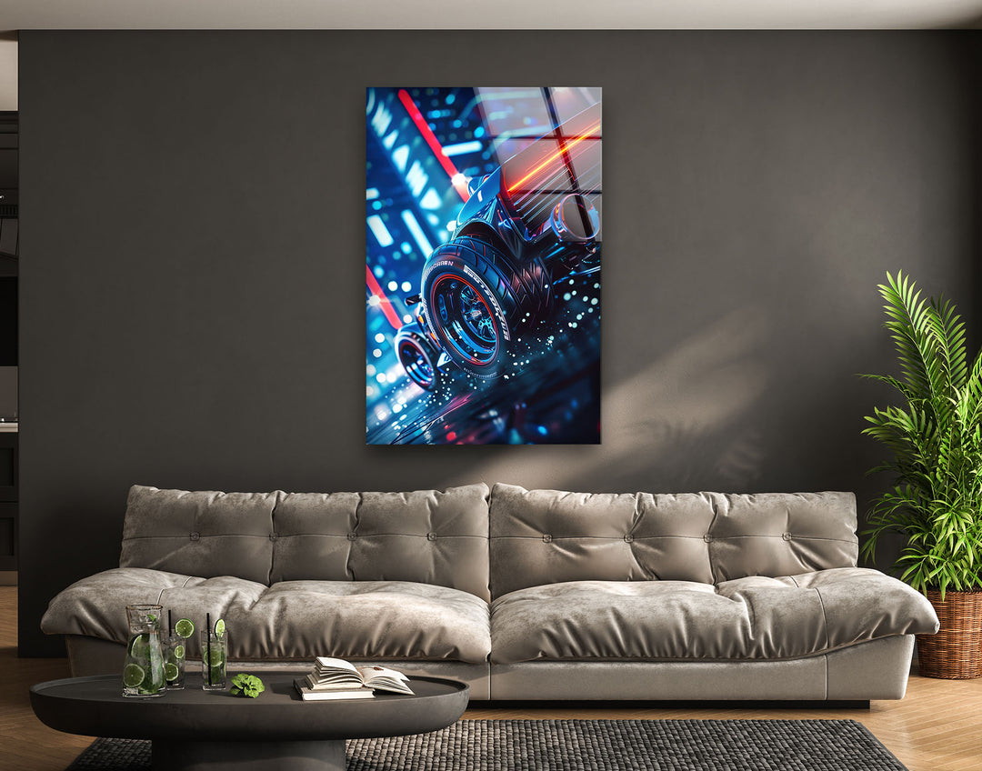 Car Racing Glass Wall Art