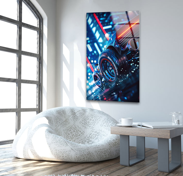 Car Racing Glass Wall Art