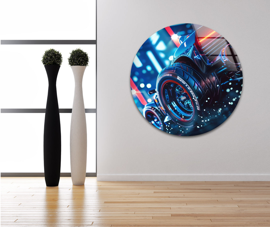 Car Racing Glass Wall Art