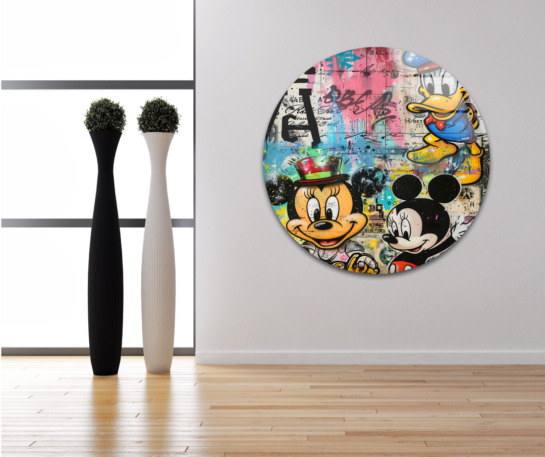 Cartoon Characters Graffiiti Glass Wall Art Glass Printing Wall Art, Print photos on glass
