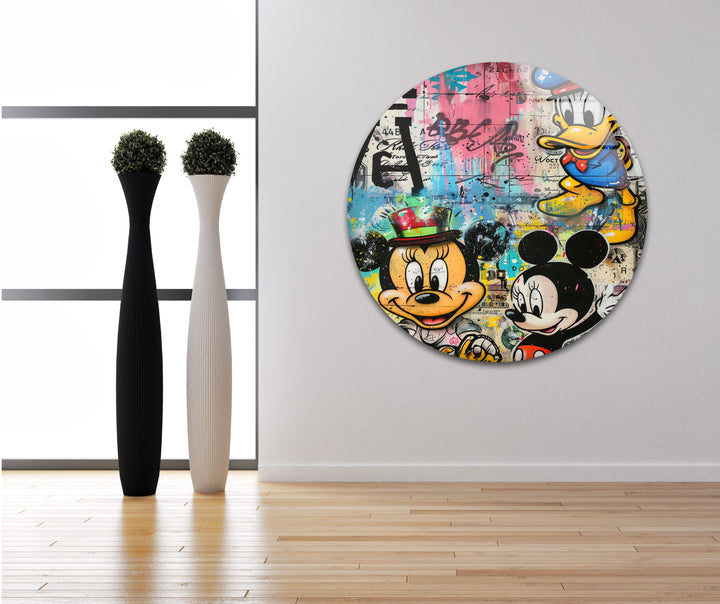 Cartoon Characters Graffiiti Glass Wall Art Glass Printing Wall Art, Print photos on glass
