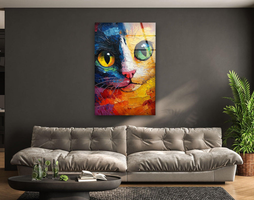 Cat Head Glass Wall Art glass pictures for Wall, glass prints wall art
