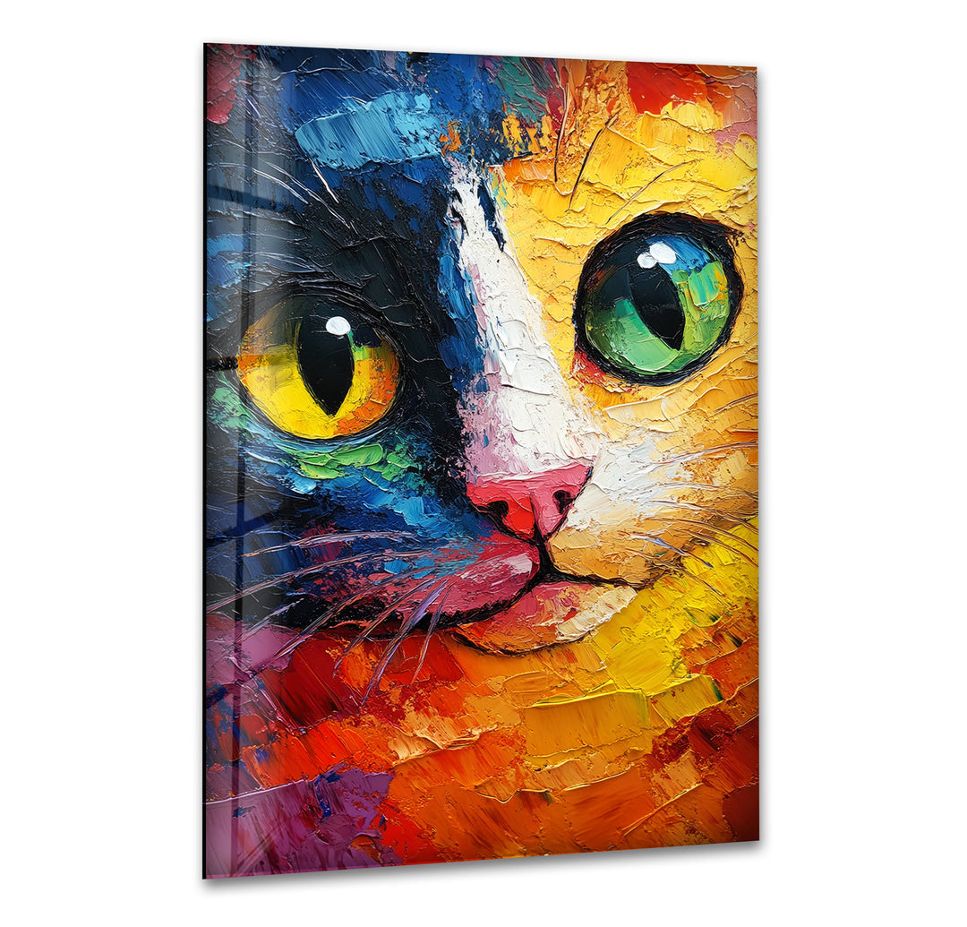 Cat Head Glass Wall Art glass image printing, glass prints from photos
